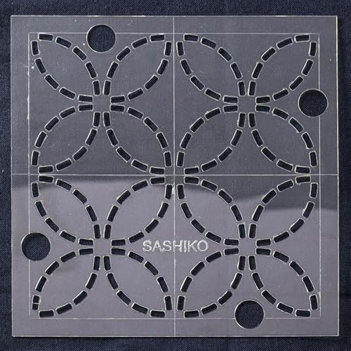 Sew Easy 4” Sashiko Template – Shippou (Seven Treasures) Quilting & Patchwork Rule for Applique Sewing, Transparent Acrylic Non-Slip, Instructions Included