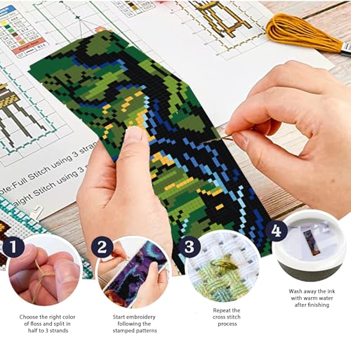ACRNIGHEET 6PCS Cat Cross Stitch Bookmark Kit DIY Halloween Bookmarks Cross Stitch Kit for Adult Beginners Pumpkin Cross-Stitch Stamped Kits 8.7x3.1inch Stamped Embroidery Bookmark with Instructions - style: Halloween Patterns 1