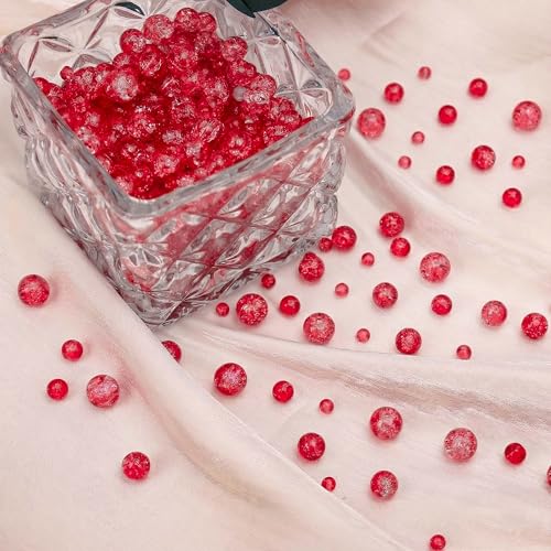 400PCs 4mm Red Crackle Glass Beads Bulk, Round Smooth Hole Glass Crystal Beads for Jewelry Making, DIY Bracelets, Necklaces, Bag Charms, Keychains and Craft Projects - color: Red Crackle, size: 4MM