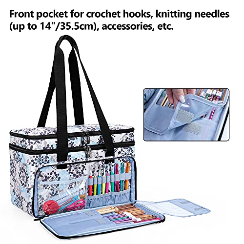 CURMIO Double-Layer Knitting Tote Bag, Yarn Storage for Crafts, Dandelion - color: dandelion