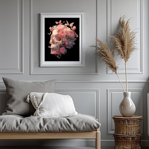 WRTCPOC Skull with Blooming Roses Cross Stitch Kits for Adults Beginners Anatomical Skull Embroidery Kit Pre Printed 11ct,Floral Butterfly Skeleton DIY Stamped Embroidery Starter Kit 16x20inch - color: Embroider-Organs-06