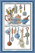 Cross Stitch Kits, Awesocrafts Kitchenware Abstract Easy Patterns Cross Stitching Embroidery Kit Supplies, Stamped or Counted (Stamped) - size: Stamped