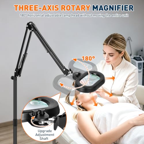 2200 Lumens 12X 30X Esthetician Magnifying Lamp, 3-Axis Magnifier - color: Black, size: 12X 30X
