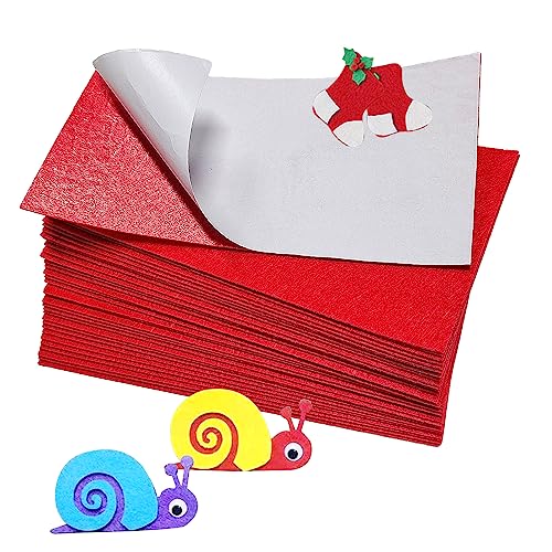 Jtnohx Self Adhesive Felt Sheets Adhesive Backed Felt Fabric Red 33Pcs - color: Red