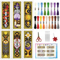 INFUNLY 6pcs Divination Cross Stitch Bookmark Kits Evil Eye DIY Cross Stitch Kit for Beginners with Instruction Sun and Moon Astrology Stamped Embroidery Bookmark Kit for Book Lovers Reader - style: Divination