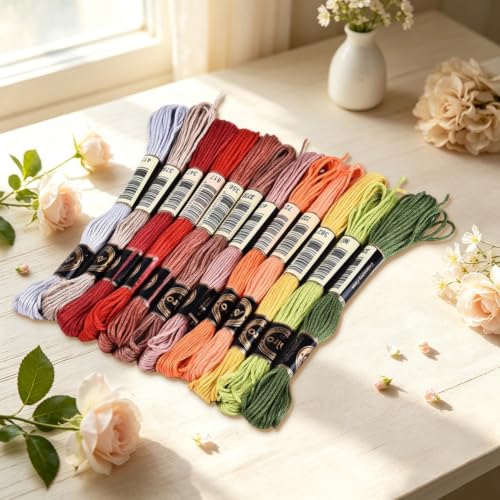 12 Skeins 105 Yards Multi Color Cross Stitch Thread for Bracelets - color: Autumn Leaves Color