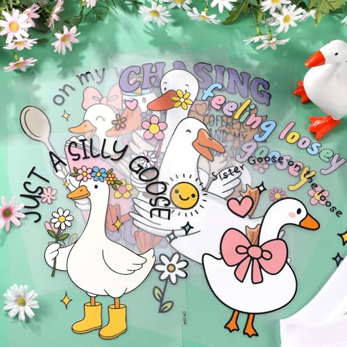Yuntau 30 Pcs Silly Goose Iron on Transfers Patches, Funny DTF Vinyl Decal - style: Goose