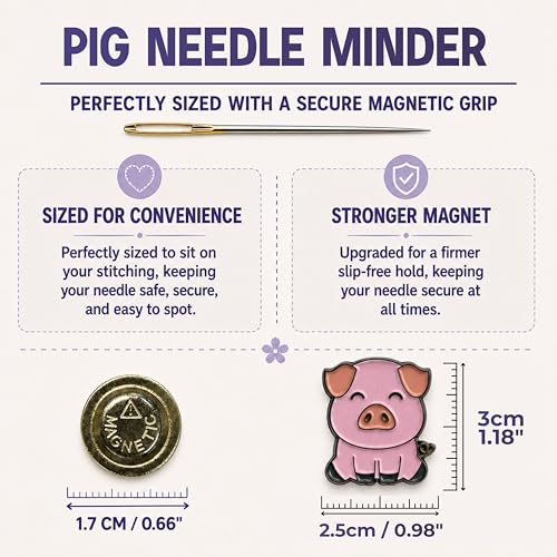 The Quilted Bear Magnetic Needle Minder, Small, Pig - color: Pig