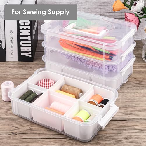 CraftGenes Craft Organizer, 4 Tier Storage Box with Removable Trays, White - color: White
