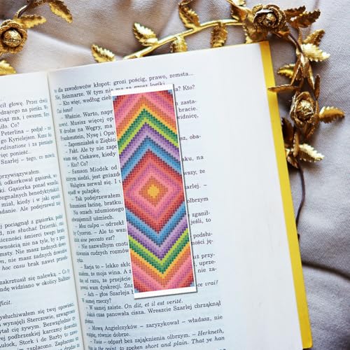 FREEBLOSS 6 Set Cross Stitch Bookmark Kits Radial Pattern 8x2.4'' 11CT - style: Radiant flowers