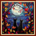 Redxing Stamped Cross Stitch Kits Full Range of Embroidery Starter Kits- Needlepoint Counted Cross Stitch Kits for Beginner Adults 11CT Printed Embroidery Kit-Cat Admiring the Moon 18x18 inchs - color: ArtsKit07