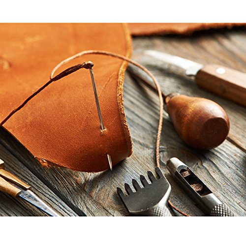 Large-Eye Stitching Needles for Leather Projects with Clear Bottle, 20 Pack - size: 5.2 cm