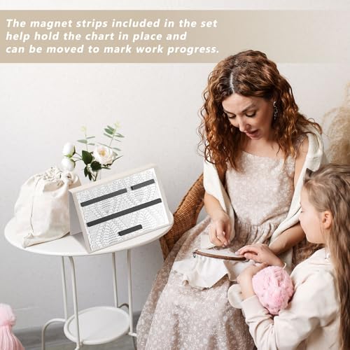 Flutesan 1 Pcs Knitting Pattern Holder, Fold up Cross Stitch Knitting Chart Keeper with Replacement Magnets, Magnetic Cross Stitch Accessories (Folded Size 6.1 x 9 Inch,Beige) - color: Beige, size: Folded Size 6.1 x 9 Inch