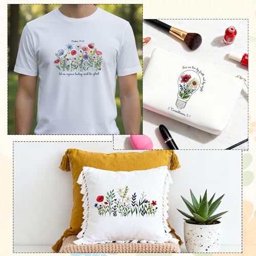 Water Soluble Embroidery Patterns Stabilizers, 6 Sheets Floral Stick and Stitch Embroider Paper Wash Away, Pre-Printed Bible Verses Flower Transfer Paper DIY Gifts for Hand Sewing Lovers Beginners - size: Bible Flower B