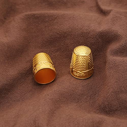 ECSiNG 6PCS Sewing Thimble Finger Protector Metal Finger Shield Fingertip Thimble Sewing Quilting Craft DIY Sewing Tool for Hand Sewing Needlework Embroidery Gold
