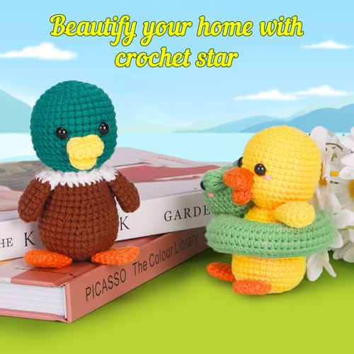 ekaus Crochet Kit for Beginners, Crochet Kit with Step-by-Step Video Tutorials, Crochet DIY Knitting Supplies for Adults, Crochet Ducks(45%+ Yarn) - color: Crochet Ducks