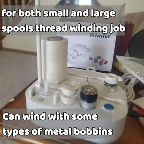 LRDCREEE Automatic Bobbin Winder Bobbin Winding Machine with Auto Stop Sensor, Large Spool Thread Holder and Extra 25 Pcs Class 15 Bobbins for Sewing Machine Thread Winding Use