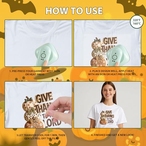 Fall Thanksgiving Iron on Transfers - 20Pcs Dtf Transfers Ready to Press, Autumn Pumpkin Turkey Iron on Decals Patches, Fall Give Thanks Heat Sublimation Stickers for DIY Tshirts Clothes Bags - color: Fall Thanksgiving119