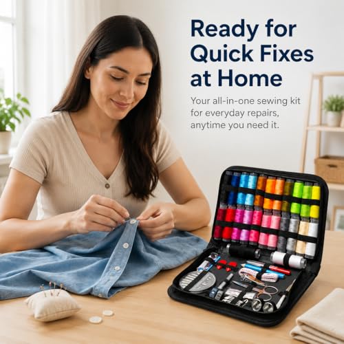 Obear 95-Piece Sewing Kit for Adults & Beginners – 24 Color Threads, Needles, Scissors & Tape Measure – Portable Emergency Repair Kit for Hand Sewing, Clothing, Buttons, Hemming at Home or On the Go - style: 95 Pcs Hand Sewing Kit