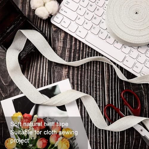 Willbond 100% Cotton Twill Tape 1/2 Inch X 25 Yards Herringbone,None - color: Beige, size: 1 Inch, 27 Yards