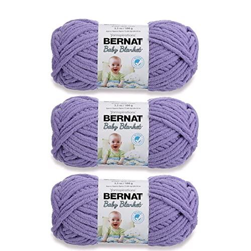 Bernat Baby Blanket Yarn for Crocheting Soft, Lilac, 3-Pack - color: Lilac, size: 3 Pack, style: Baby Blanket