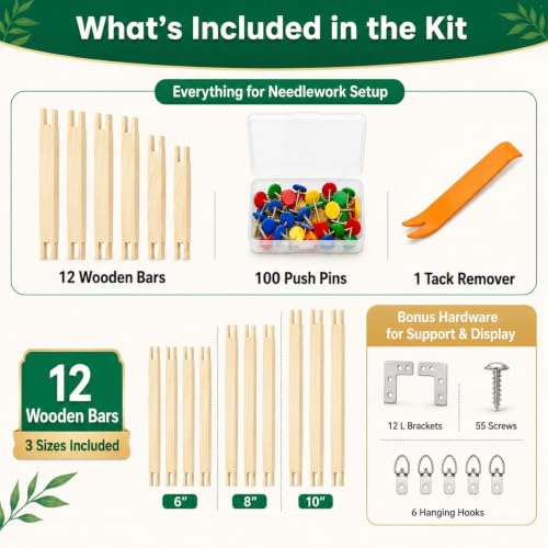 Mini Needlepoint Stretcher Bars Kit, 12 Pcs Frame Set, 6/8/10 Inch - size: 6/8/10