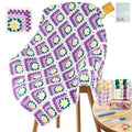 Coopay Crochet Blanket Kit for Beginners, Easy 3D Granny Square Blanket Kit - color: Purple- 3D Daisy