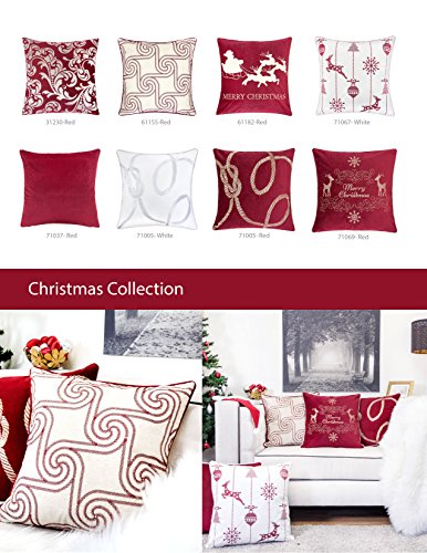 Embroidery Linen Throw Pillow Cover, Merry Christmas Series Holiday Flow Luxury Soft Fuzzy Cozy Warm Slik Gift Square Couch Cushion Pillow Case 20 x 20 Inch, Cover Only - color: U1-holiday Flow