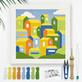 DOODLREAM Colorful Buildings Punch Needle Kit for Beginner 9.4" x 9.4" - color: City Buildings