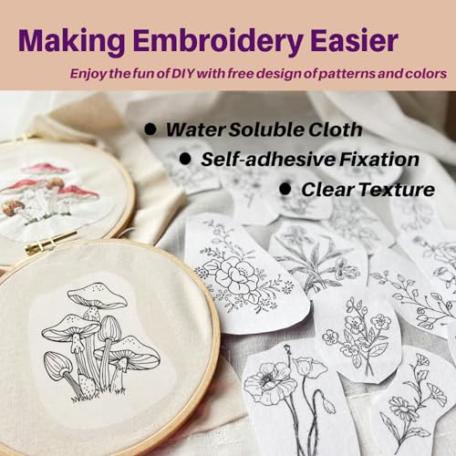 Water Soluble Stick and Stitch Embroidery Pattern Paper & Stencils - color: Floribunda