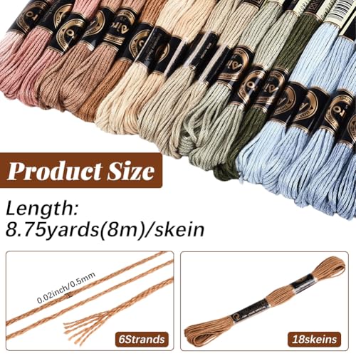 18 Skeins 157.5 Yards Colored Hand Embroidery Thread Floss String Cross Stitch Threads Craft 6 Ply Variegated Polyester Friendship Bracelet Strings for Sewing Making Needlecraft Knitting Diy - color: Colorful