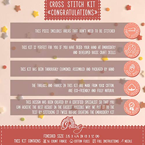 Povitrulya Cross Stitch Kit for Baby Boy “Congratulations!” - Teddy Bear Embroidery Set fors - color: Congratulations!