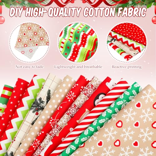 Tatuo 30 Pcs Christmas Cotton Fabric Squares 10 x 10 in Patchwork Fabric - style: Classic Christmas