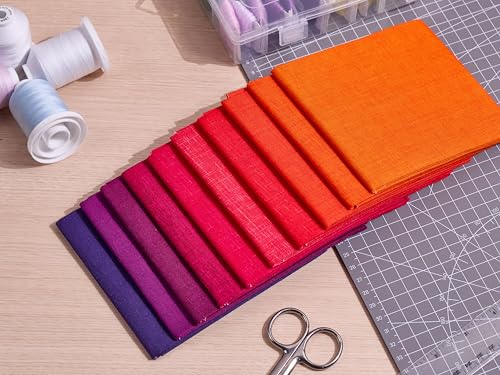 Craftido - 11 Options Solids with Tweed Tonals - Assorted Color Cotton Quilting Fabric Bundles 10pcs Fat Quarters 18"x21" - Medium Weight 5.2oz - for Quilting, Sewing and Crafts - Different Reds - color: Different Reds