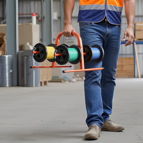 VEVOR Wire Spool Rack, 100 lbs Capacity, Smart Hand Caddy, Heavy-Duty Steel Wire Dispenser Holder for Up to 8 Spools, MAX 9.45 in Diameter, Easy Lift Design for Electrical Industrial and Retail Use - style: Cable Dispenser