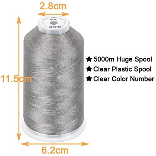 New brothread 2 Huge Spools Embroidery Machine Thread -Silver - color: Silver-005