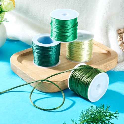 Elecrelive 40 Yards Rattail Satin Cords Green Nylon Beading String - color: Lime Green