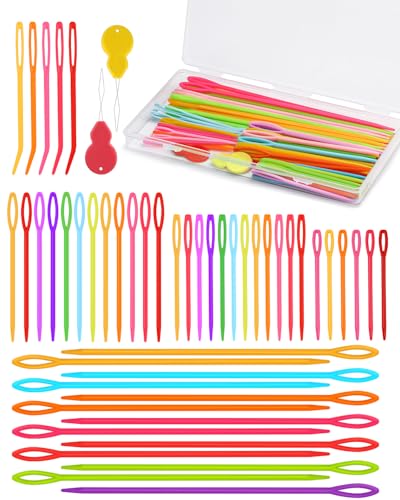 UOOU 67 Pcs Yarn Needles, 5 Sizes Plastic Needles Big Eye Darning Needle