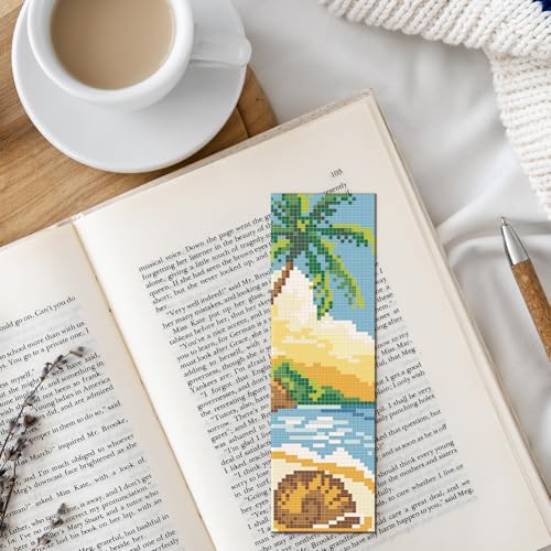 FREEBLOSS 6 Set Cross Stitch Bookmark Kits for Beginner Ocean Theme Stamped Cross Stitch Kit DIY Embroidery Bookmark Kit with Instructions 8'' x 2.4'' - style: Beach Animals