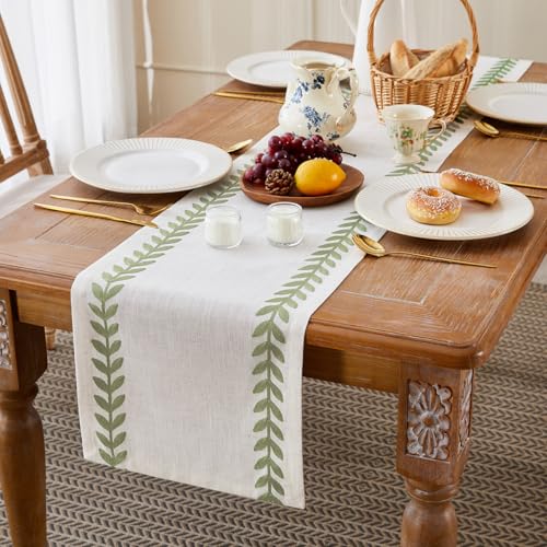 Embroidered Table Runner, Light Green Table Runners 108 Inches Long - color: Light Green, size: 13×108 Inch