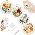 Bonroy Embroidery Kit for Beginners with Instructions,Cross Stitch Kits for Adults with Pattern,Needlepoint Kits for Adult Include Embroidery Cloth Hoops Needles Threads (flowers2) - color: flowers2