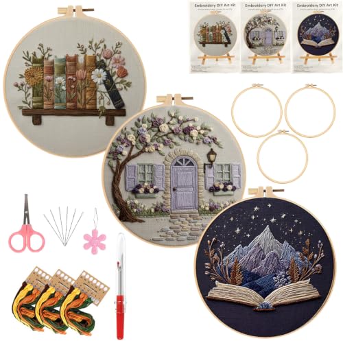 3 Packs Embroidery Kit for Adults, Embroidery for Beginners (Book-1) - color: Book-1
