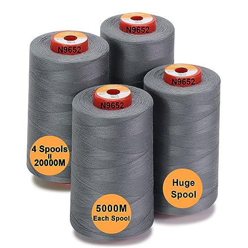 New brothread 4 Large Cones All Purpose Polyester Thread -Grey - color: 4xGrey