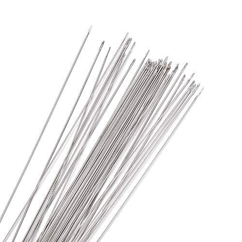 Craftdady Steel 50Pcs Steel Beading Needles 5.9 Inch Long Straight Thin Beading Embroidery Needles for Sewing Easy Threading Jewelry Making - size: 0.8mm thick, 150mm long