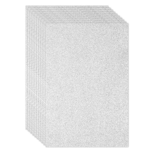 PATIKIL 2mm(1/10") Thick Adhesive Glitter Foam Sheet 16x24inch(40x60cm) Silver Tone, EVA Shiny Foam Board for Craft, 6 Pcs - color: Silver Tone