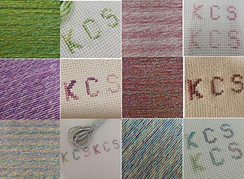 KCS 6-Strand Cross Stitch Metallic Variegated Pearl Shiny Embroidery Floss (6 skeins, Multicolored 2) - color: Multicolored 2