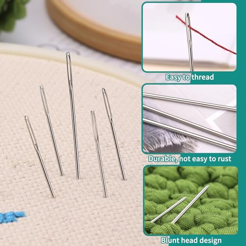 Bupete 30 Pcs Sewing Needles, 5 Sizes Large Eye Blunt Needles