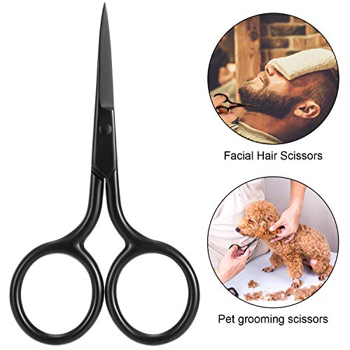 Mudder 3 Pack Small Eyebrow Nose Scissor Stainless Steel Scissor, Black - color: Black