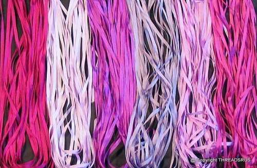 Purple Tones 7mm 100% Pure Silk Ribbon Set, 6 Spools (10 Meters Each)