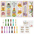 ORIGACH 6 Set Cross Stitch Bookmark Kit for Beginner Owl Pattern DIY Stamped Embroidery Bookmark Kit with 13 Colors Embroidery Floss Instructions - style: Owl